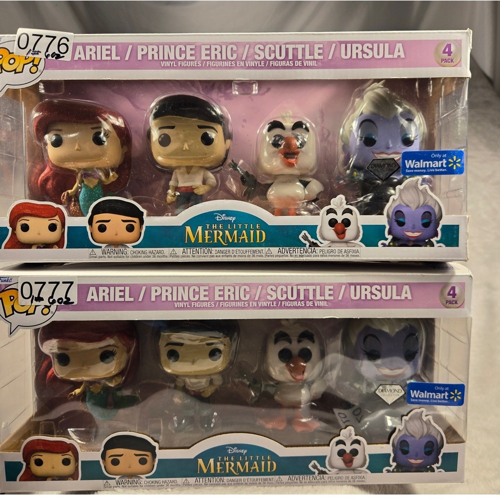 Funko Pop Disney The Little Mermaid 4-Pack Diamond Walmart Exclusive Ariel Set